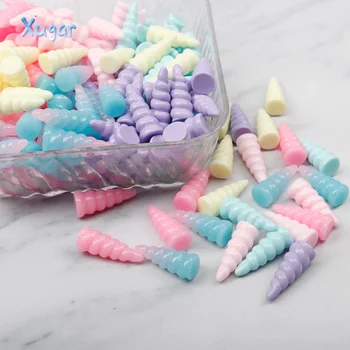 

Xuagr Planar Resin Cute Unicorn Horn kawaii Resin Cabochons Accessories Pendant DIY Crafts Material Decoration 6pcs