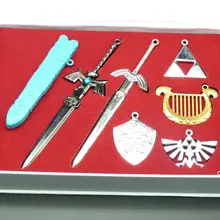 Легенда о Зельде ссылка щит ожерелье «меч» кулон брелок 7 шт. набор коробка оружие коллекция Косплей Опора