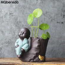 Фигурки "Маленькие монахи" Водная ваза изысканный чай Набор домашних животных украшения можно культивировать в соперграссе зеленое растение фиолетовый; песок чайная ложка