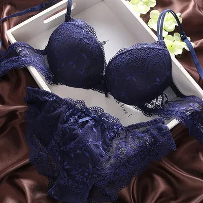 Заводская, модное нижнее белье, женский сексуальный кружевной комплект с бюстгальтером, ropa interior femenina tanga - Цвет: Синий