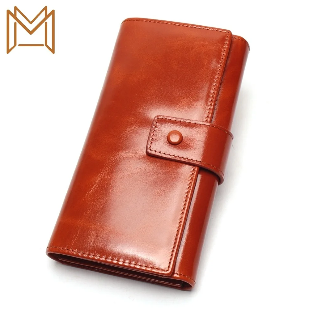

Oil Wax Wallet Woman Wallet Woman Long Zipper Genuine Leather Wallet Wallet Capacity Hand Package
