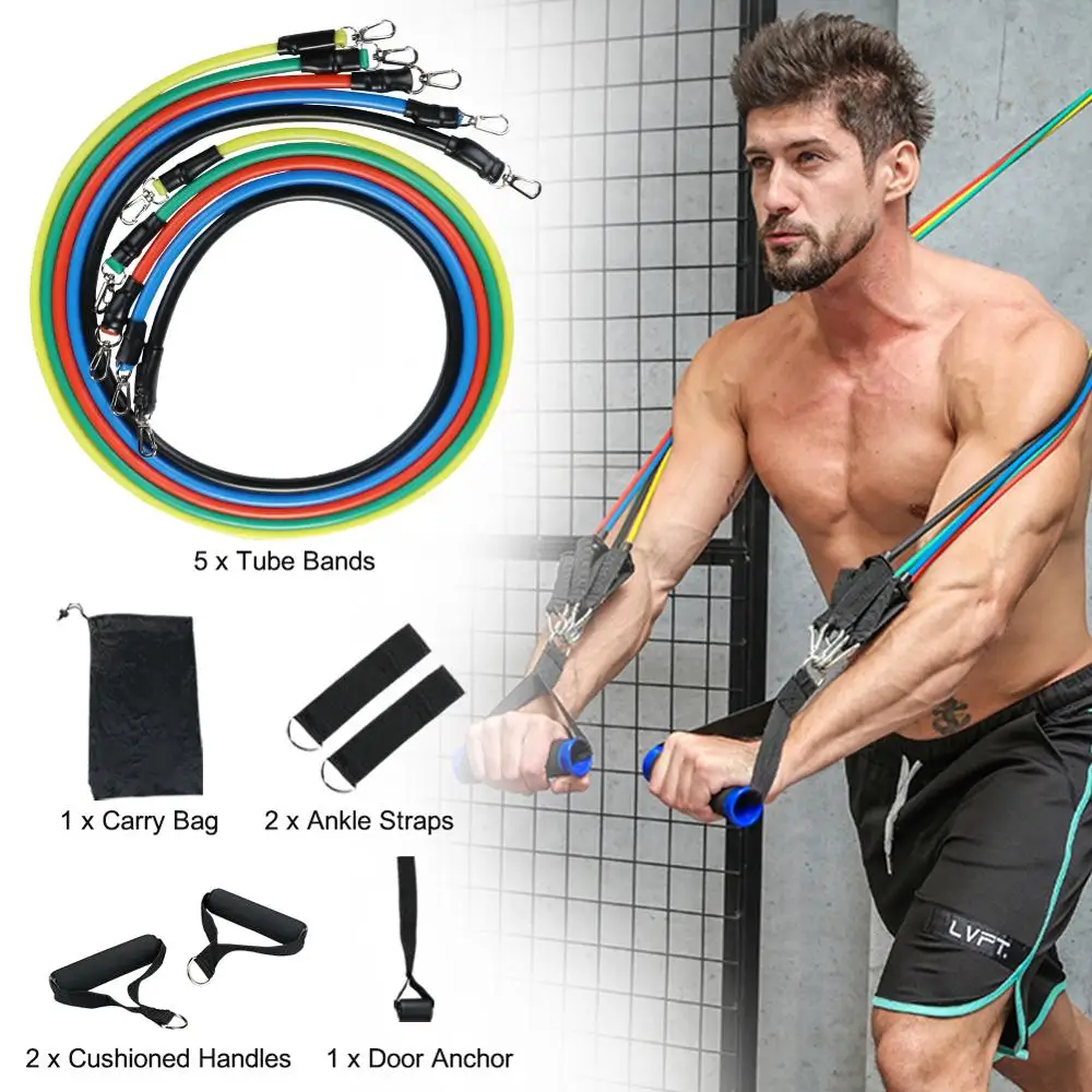 

11In1 Pull Rope Resistance Bands Set Gym Home Exercises Elastic Bands Door Anchor Handles Ankle Strap With Bag Fitness Equipment