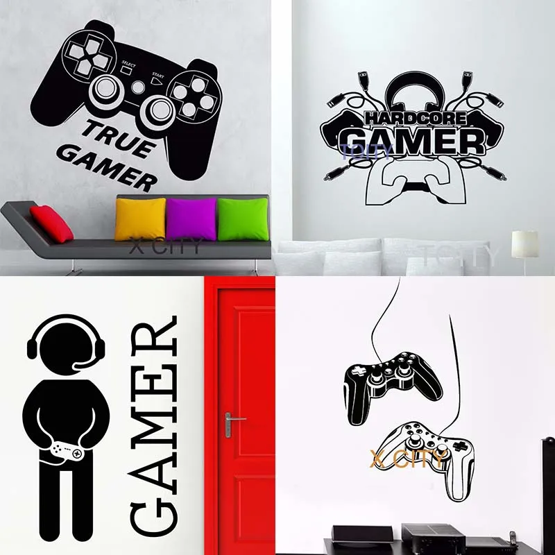 

Gamer Game Room Play Joystick for Xbox Video Art Die Vinyl Wall Decal Sticker Home Room Door Decor