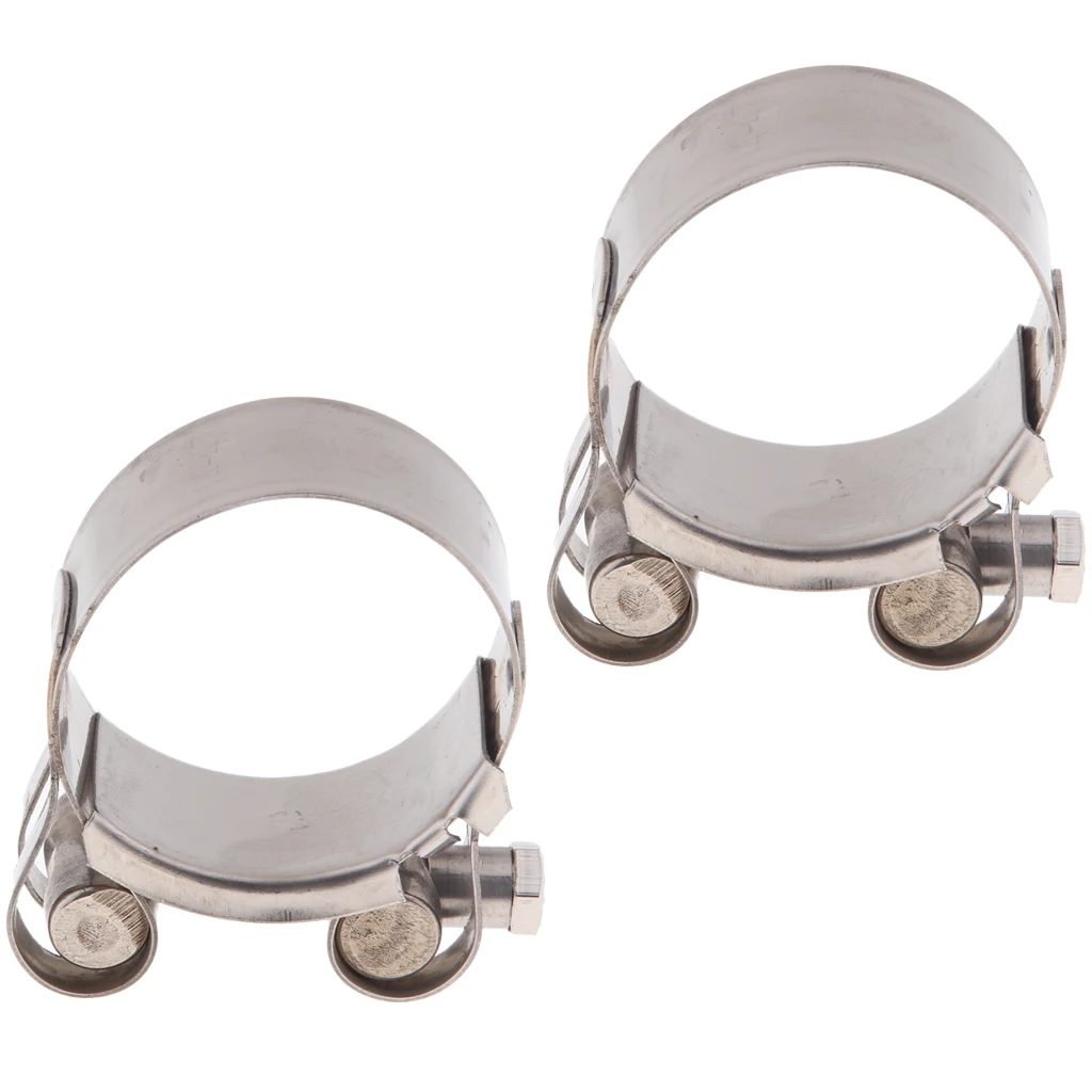 Perfeclan 2x Motorcycle Exhaust Pipe Clamp Clip Silencer 44-47mm