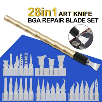 

28 in 1 Powerful CPU in Addition to Glue Blade Pry Mobile Phone Motherboard Repair Chip Metal Squeegee Spatula Disassembly Tools