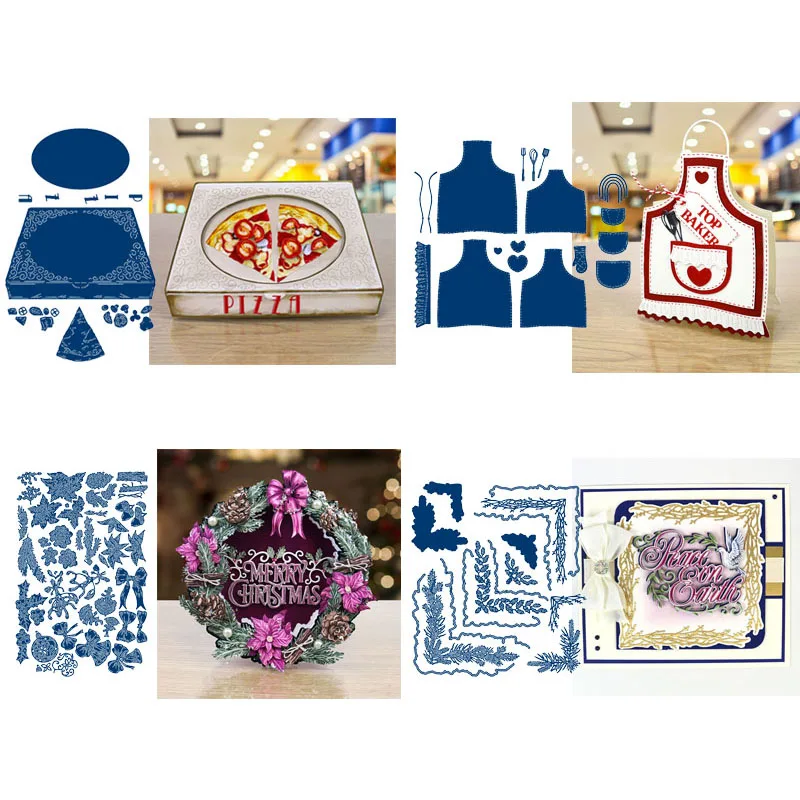 

Wreath Leaves Pizza Party Metal Cutting Dies big size Scrapbooking Album Paper DIY Card decoration Craft Embossing Die Cuts