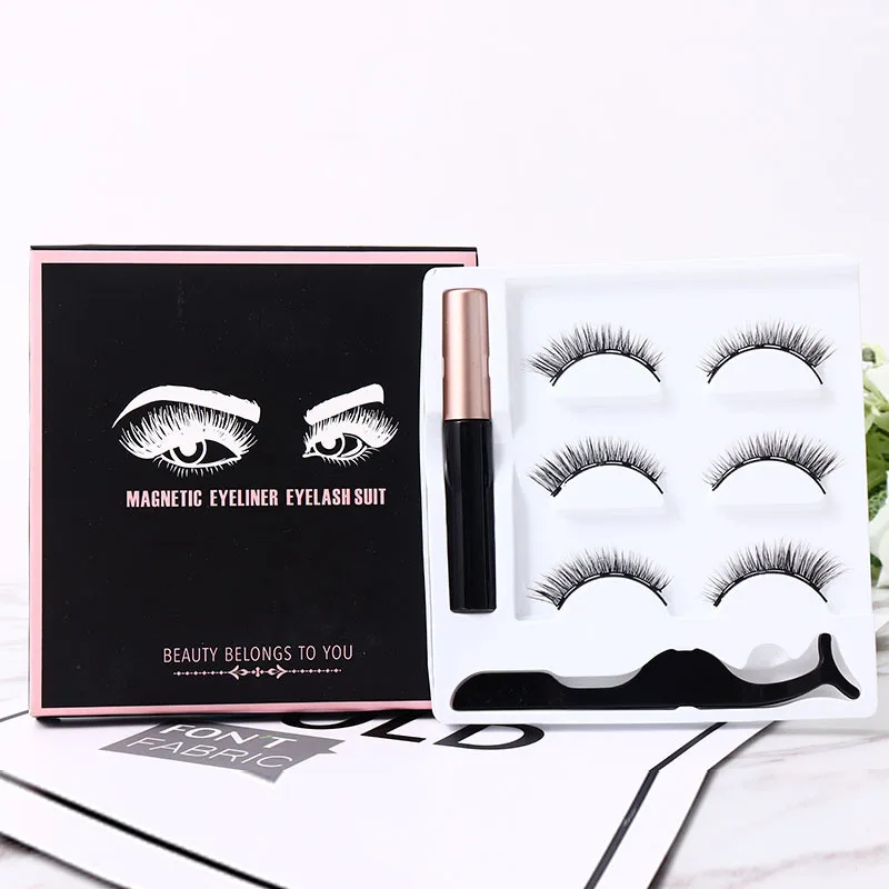 

Magnetic Eyelashes Eyeliner Eyelash Curler Set5 Magnet Natural Long Magnetic False Eyelashes with Magnetic Eyeliner