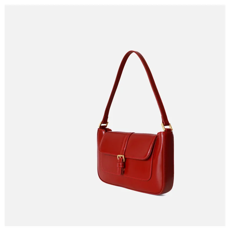 Winter New Retro Cow Leather Baguette Bag Under The Shoulder Shoulder Bag Female
