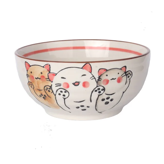 FANCITY Japanese Underglaze Hand-painted 7-inch Ceramic Household Ramen Bowl Soup Bowl Commercial Restaurant Noodle Bowl Large 6