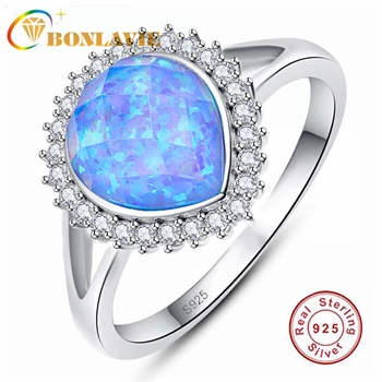 

BONLAVIE 925 Sterling Silver 10*12mm Drop-shaped Opal Eternal Knot Rings Inlaid with Zircon Women Ring