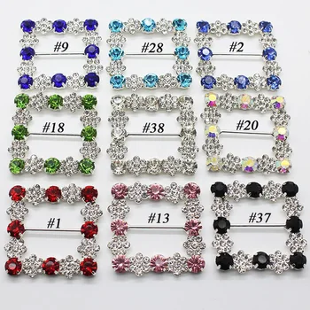 

New 45X45MM 4Pcs Fashion Square Crystal Rhinestone Buckles Wedding Invitation card Decoration DIY Hair Accessories Free Shipping