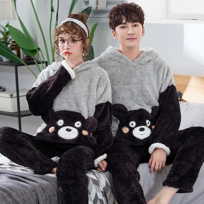 3 Зимние парные пижамы унисекс для взрослых, теплые мужские пижамы, комплект из 2 предметов, утолщенная Домашняя одежда, фланелевая одежда для сна, мужские пижамы с длинным рукавом - Цвет: 3