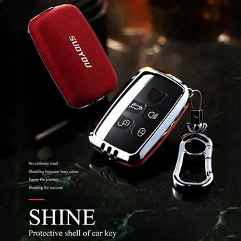 

Car key case Cover 5 Buttons For Land Rover Jaguar XE XJ XJL XF C-X16 V12 Guitar F X Typ X-TY keychain Suede Leather key Holder