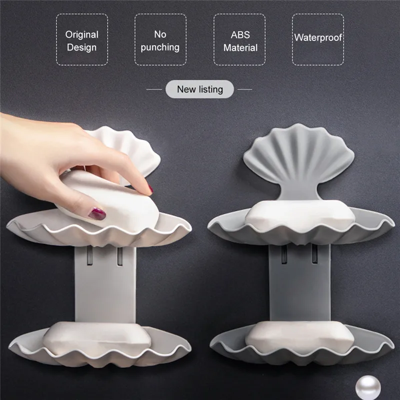 

Wall Mount Bathroom Shower Soap Box Dish with Double Drain Storage Plate Tray Holder Case Soap Holder Container Organizers