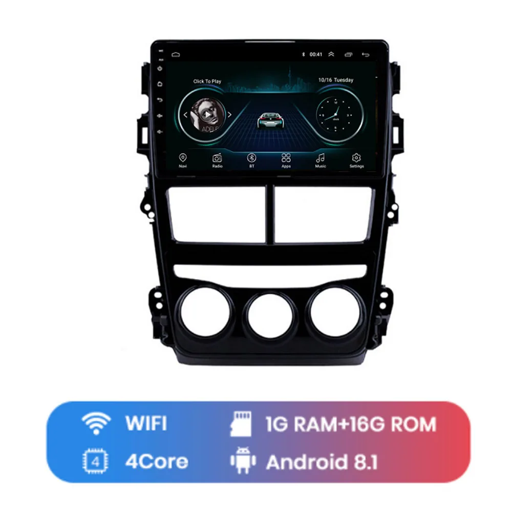 4G LTE Android 8,1 подходит для TOYOTA VIOS YARIS-Мультимедиа стерео автомобильный dvd-плеер навигация gps радио - Цвет: WIFI (1G 16G)