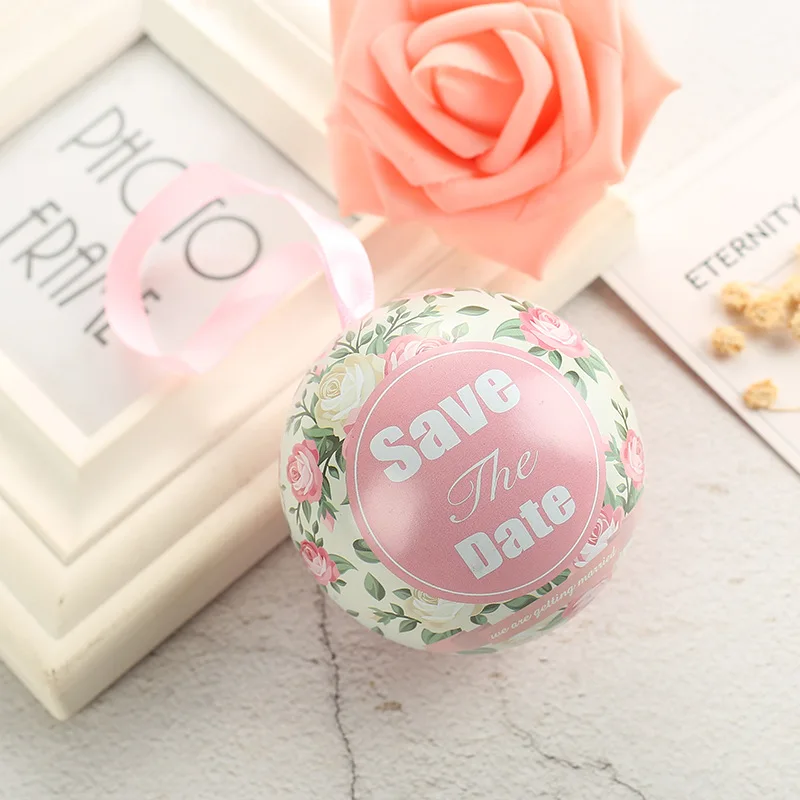 10pieces Wedding Candy Box, Spherical European-Style Small Gift Box Tinplate Ball Candy Box