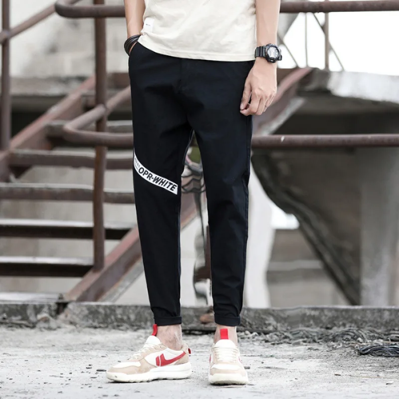 

Spring Trend Versatile Thin Elasticity Stripes Casual Capri Slim-Fit Pants Popular Brand