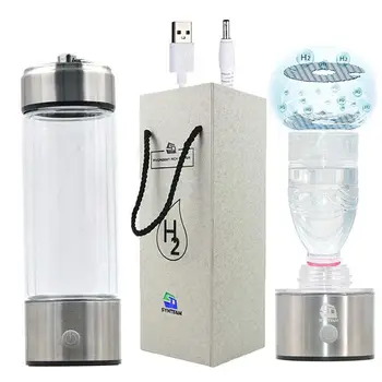 

PEM Technology Hydrogen Water Bottle Glass Alkaline Water Ionizer Adapter 380ml USB Portable Hydrogen Generator Outdoor Sport