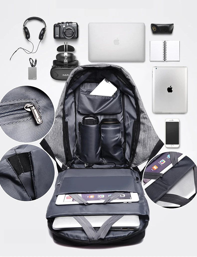 Anti-theft Backpack Bag 15.6 Inch Laptop Men Backpack Waterproof Business USB Charger Rucksack Travel Backbag School Backpack