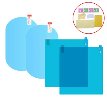 

4pcs Rainproof Rearview Mirror Sticker Auto Car Vehicles Window Anti Fog Decorative Adhesive Protective Film