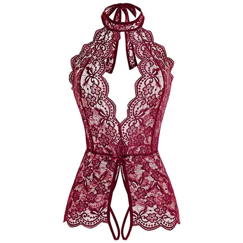 Эротическое нижнее белье для женщин Babydolls Прозрачное Кружевное боди с открытой