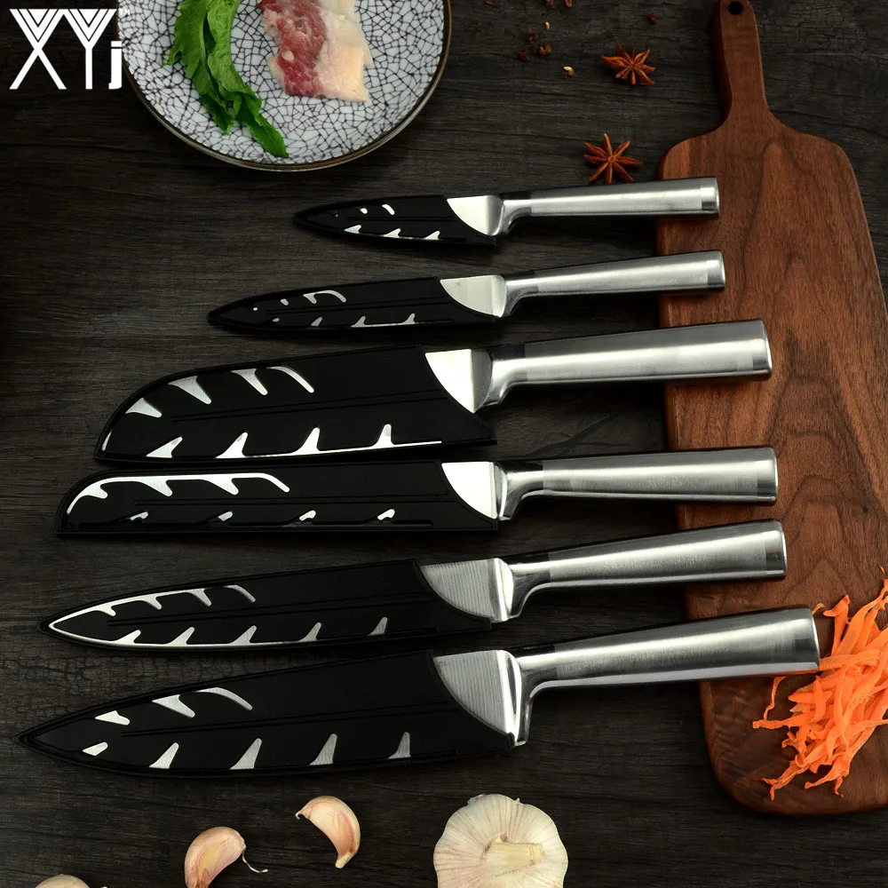 6 шт./компл. набор кухонных ножей из нержавеющей стали, нож для хлеба, мясо рыба, нож для мясника, комплект поварских ножей, инструмент для приготовления пищи