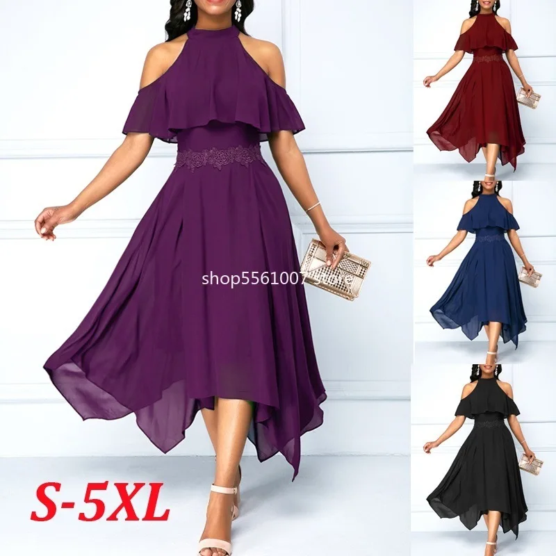 Irregular Summer Dress Women 2019 Elegant Sexy Off Shoulder Long Party Casual Plus Size Slim Lace Chiffon Maxi Dresses 5XL | Женская