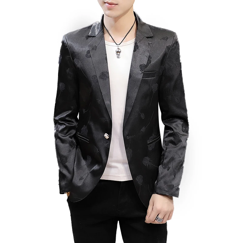 

2019 autumn small suit men's Korean version of the slim single western jacket type high quality fabric men's printed suit jacket