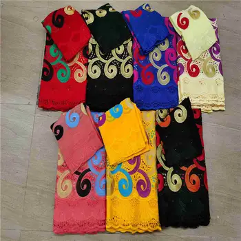 

White And Gold African Lace Fabric 2020 High Quality Lace Embroidery Cotton Nigerian Swiss Dry Lace Fabric For Party ! HL10951