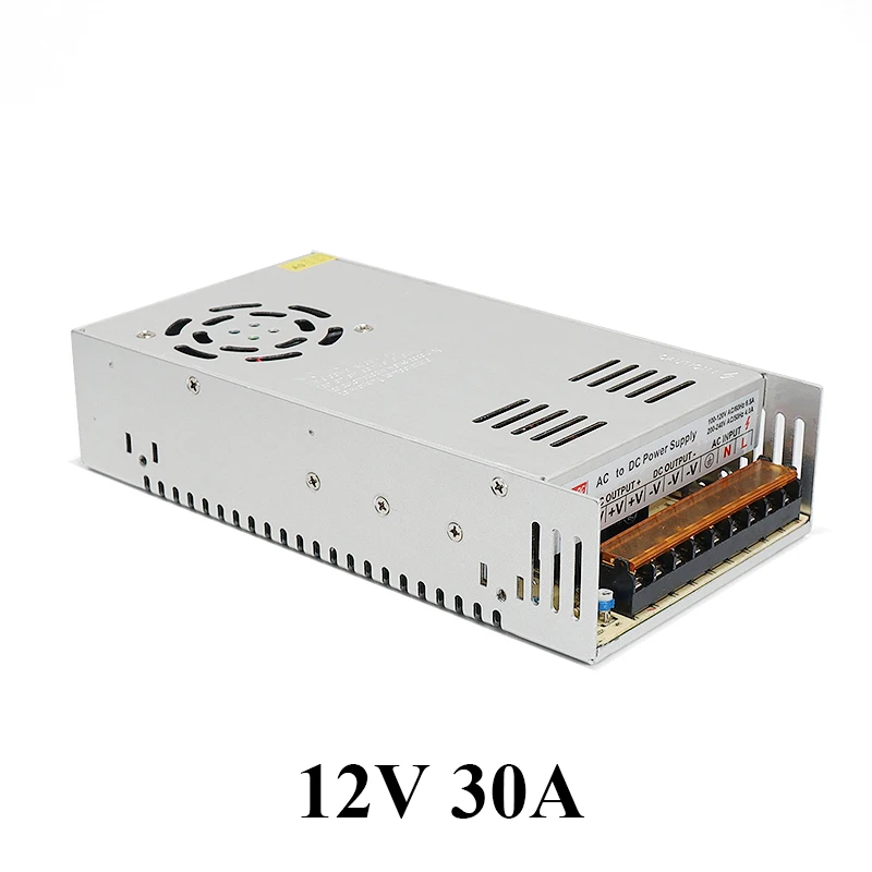AC DC с импульсным источником питания SMPS AC 110V 220V постоянного тока до DC12V 1A 2A 3A 5A 10A 20A 30A 40A 50A CCTV Блок питания светодиодной ленты адаптер - Питание: 12v30a-360w
