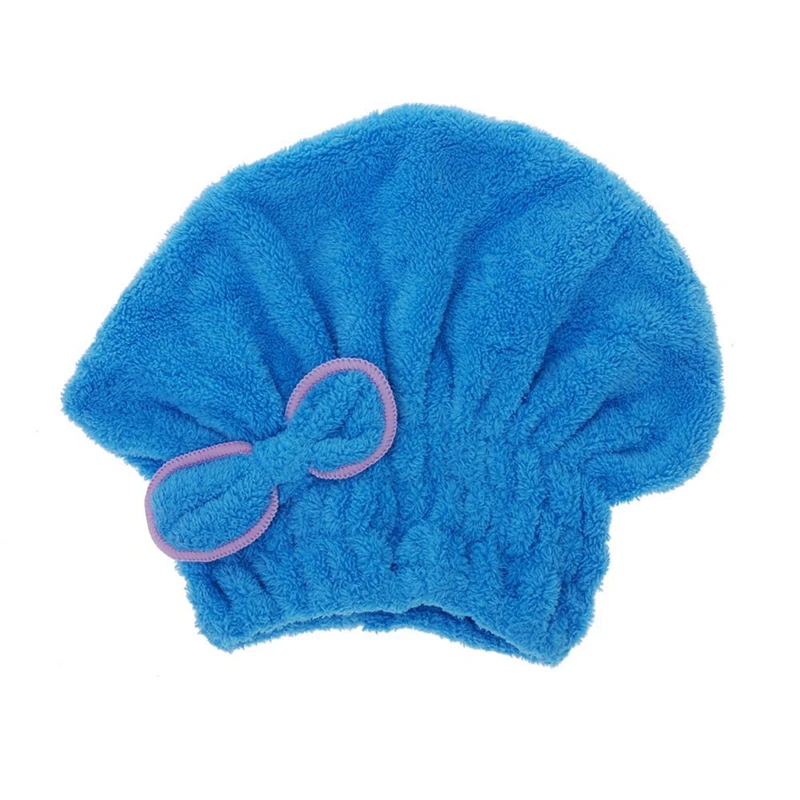 Useful minifiber dry hair dry hair hat quickly dry hair rolled towel cap(watermelon red - Цвет: Blue
