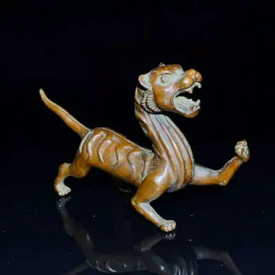 

Exquisite red copper beast white tiger small ornament