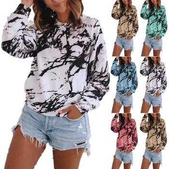 

2020 Autumn T Shirt Tie-Dye Long Sleeve Tops Women Casual O-neck Loose Tops Tee Shirts Harajuku Multicolor Spring Autumn Tops