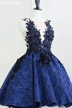 Robe de Cocktail bleu, lacets, paillettes, ligne a, col rond, sans manches, Mini robe de soirée courte, appliques, 2020 