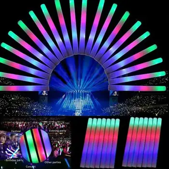 

5Pcs DJ Flashing Glowing Stick Concert Fan Cheering Stick Party Rave Luminous LED Light Wands Foam Batons for Children Gift