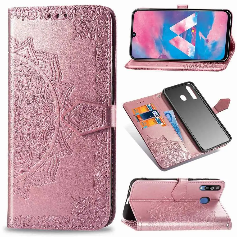 Кожаный флип-чехол для samsung Galaxy Note 10 Pro S8 S9 S10 плюс M10 M20 J4 J6 A6 A8 плюс A7 A9 цветочный чехол-портмоне с рисунком