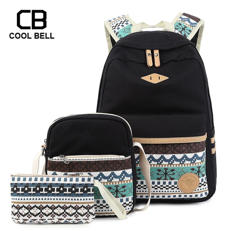 

Famle Canvas Waterproof Backpack Women 3pcs/set School Bags For girls With Purses And Shoulder Bag Students Schoolbag Travel Bag