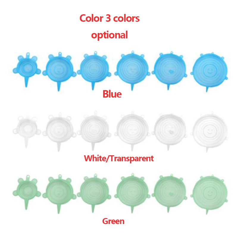 6 шт Силиконовая крышка для сохранения свежести герметичная пленка для хранения дыма Пищевая силиконовая крышка для сохранения свежести Крышка для чаши Крышка для чашки