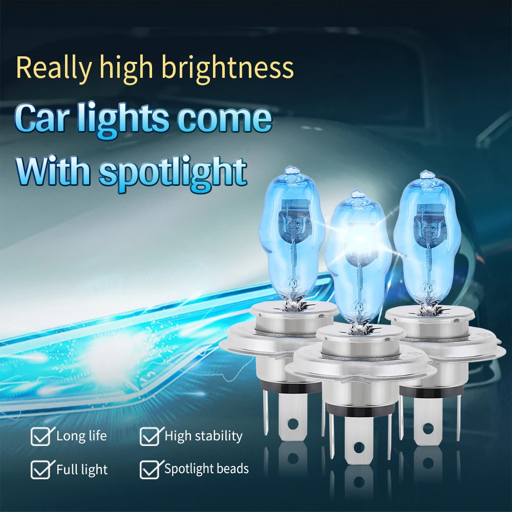 MovFlax H4 H7 H3 Car HOD Halogen Bulbs H9 H1 2 Pcs DC 12V 100W 6000K White Light Front Headlight Lamp Car Light Source Parking