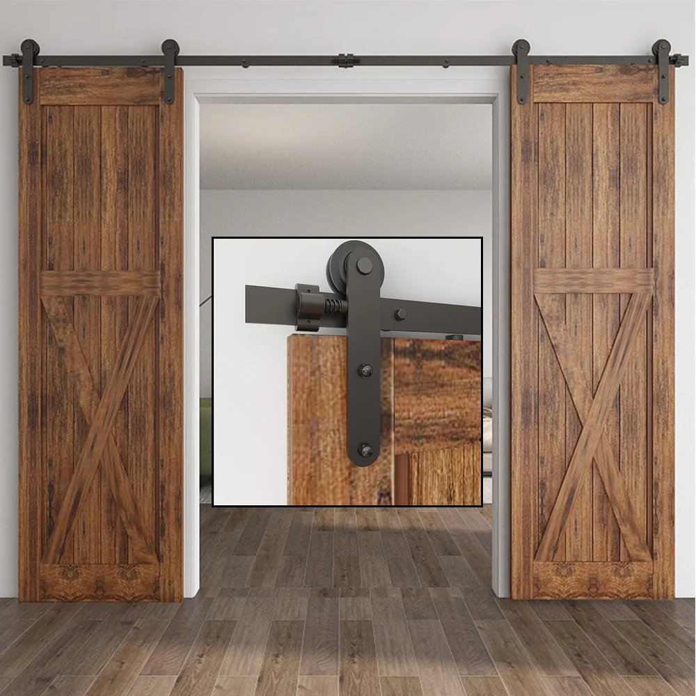 WOLFBIRD Barn Door Track Kit for Double Door Barn Door System Slide Kit