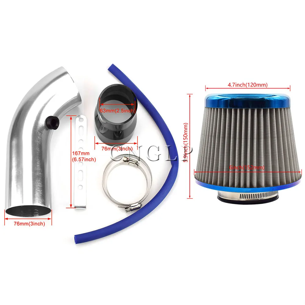 Car Filter Cold Air Intake System Turbo Induction Pipe Tube Kit With Air Filter Cone