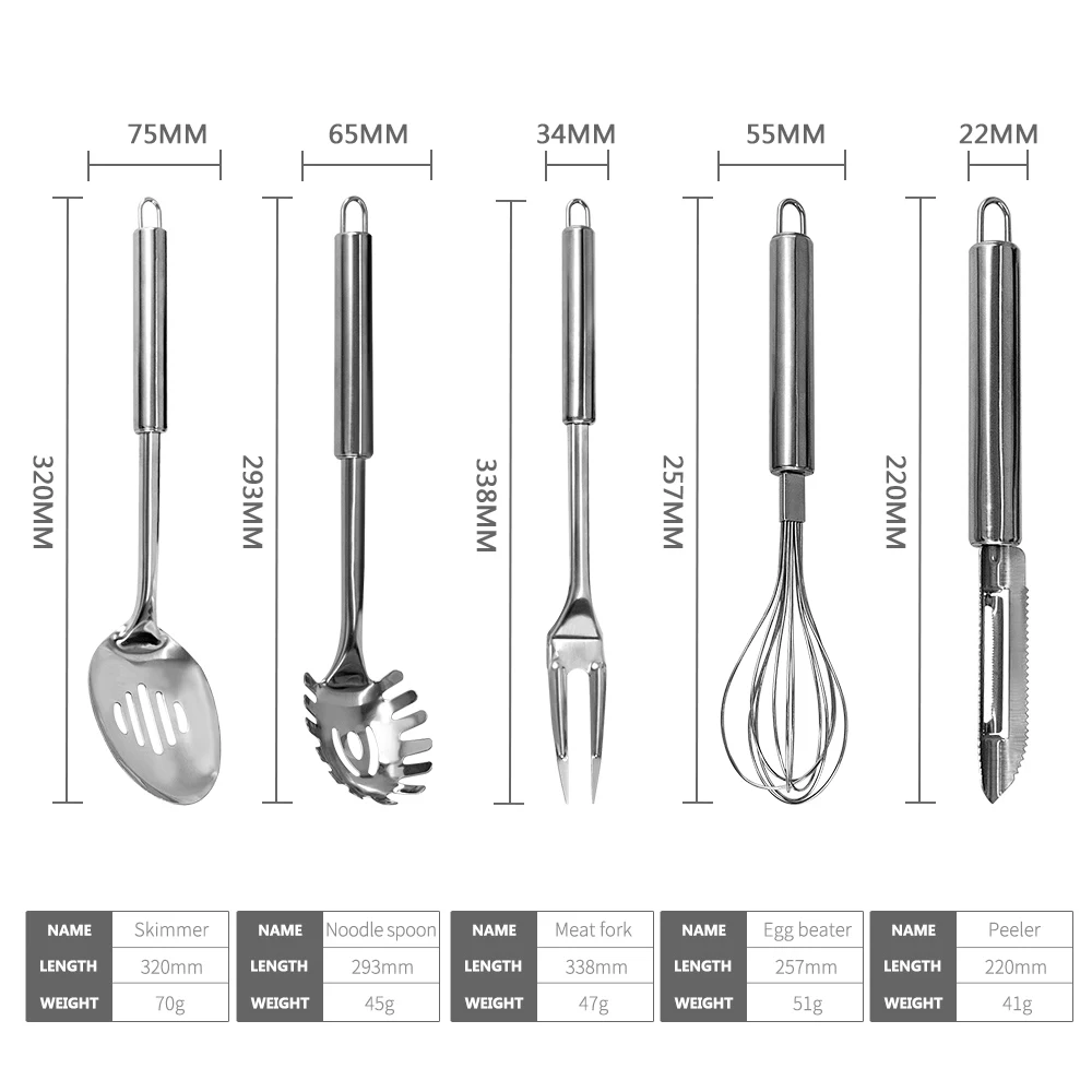 Набор кухонной утвари из нержавеющей стали 12 предметов с держателем и