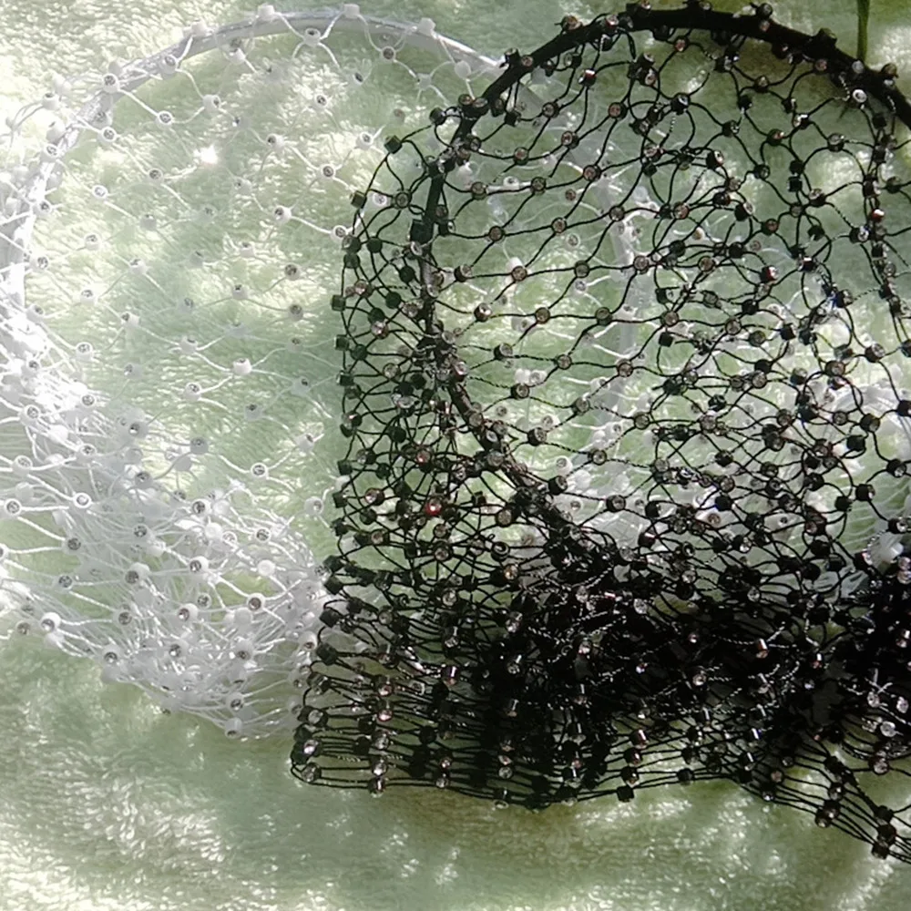 Mysterious Black Rhinestone Mesh Bridal Hair Hoop Headband Hair Jewelry for Women Crystal Birdcage Cover Face Hair Accessories