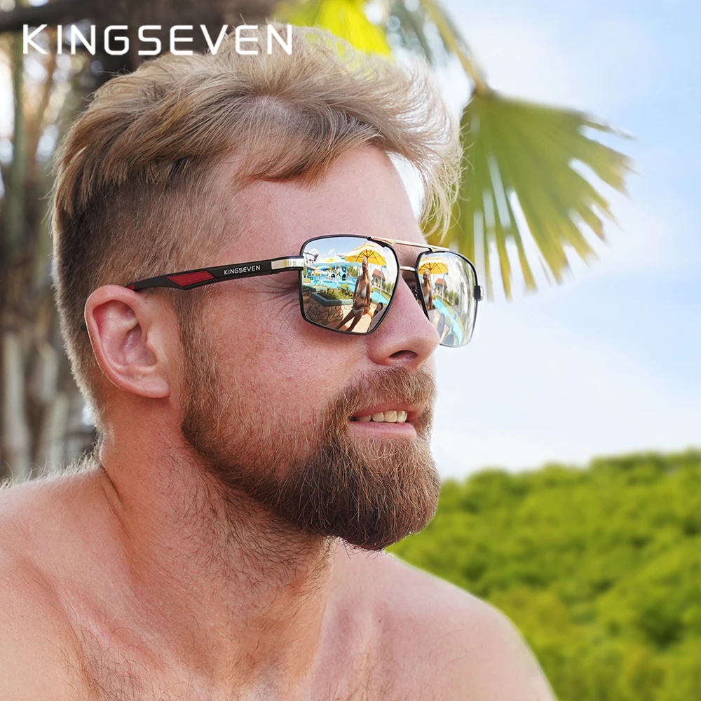 Мужские солнцезащ. Очки в стиле ретро KINGSEVEN черно-серые солнцезащитные очки