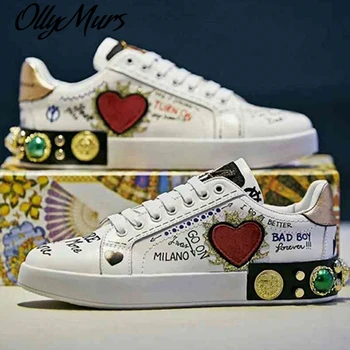 

Fashion Graffiti Beads Flats Sneakers Women Summer Casual Ladies Vulcanized Shoes Comfatable Sneakers Zapatos Mujer Flats Shoes