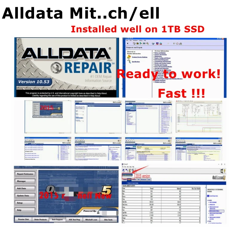 2020 todos os dados software de reparação automática alldata 10.53 mit//chell od5 2015 informações automotivas instalado bem em 1tb ssd venda quente