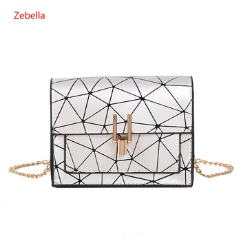 

Zebella Women Geometic Print Single Shoulder Bags Summer Korean Style Messenger Handbag Wild Crossbody Bag with Chain