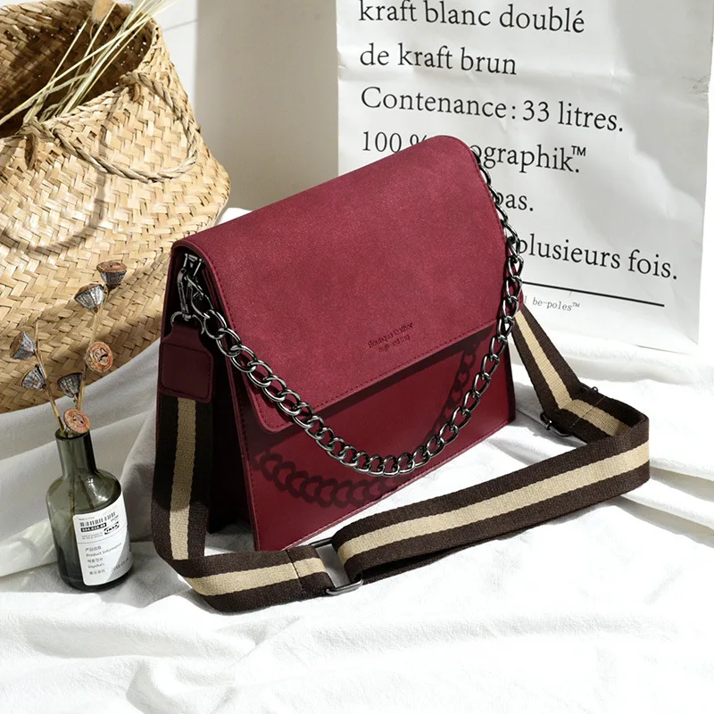 

Foreign trade solid frosted small square bag thick chain double shoulder diagonal women's bag