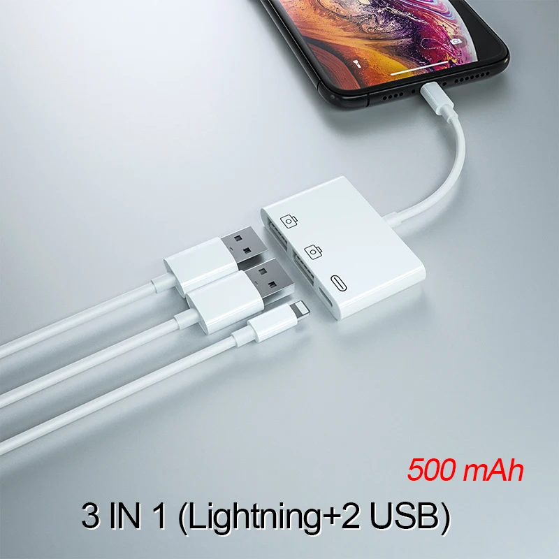 C16-3in1-500mA UTHAI E16 для iphone USB OTG адаптер 500 мАч HDMI конвертер Lightning для USB SD аудио адаптер для iphone 7 8 X XR 11 Поддержка IOS13 - Цвет: C16-3in1-500mA