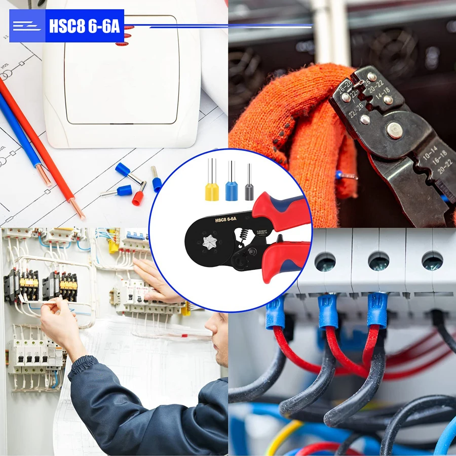 Ferrule Crimping Tool Kit Hexagonal Sawtooth Self-Adjustable Ratchet Wire Terminals Crimper Kit With 1900 Tubular Terminals Set - Image 6